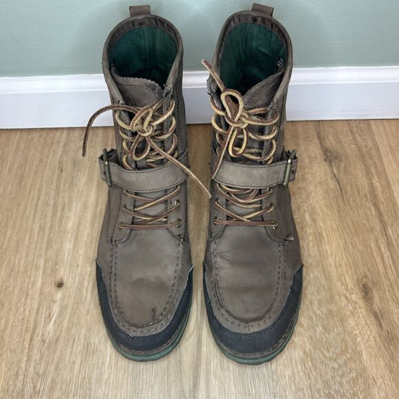 Polo Ralph Lauren Mens 10 D Ranger Boots Brown Woolton Lace Up Buckle Leather - Picture 3 of 11